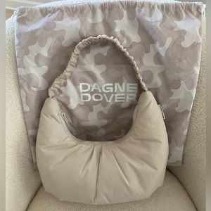 Dagne Dover Rider Shoulder Bag in Moonbeam, croissant bag, crescent moon bag